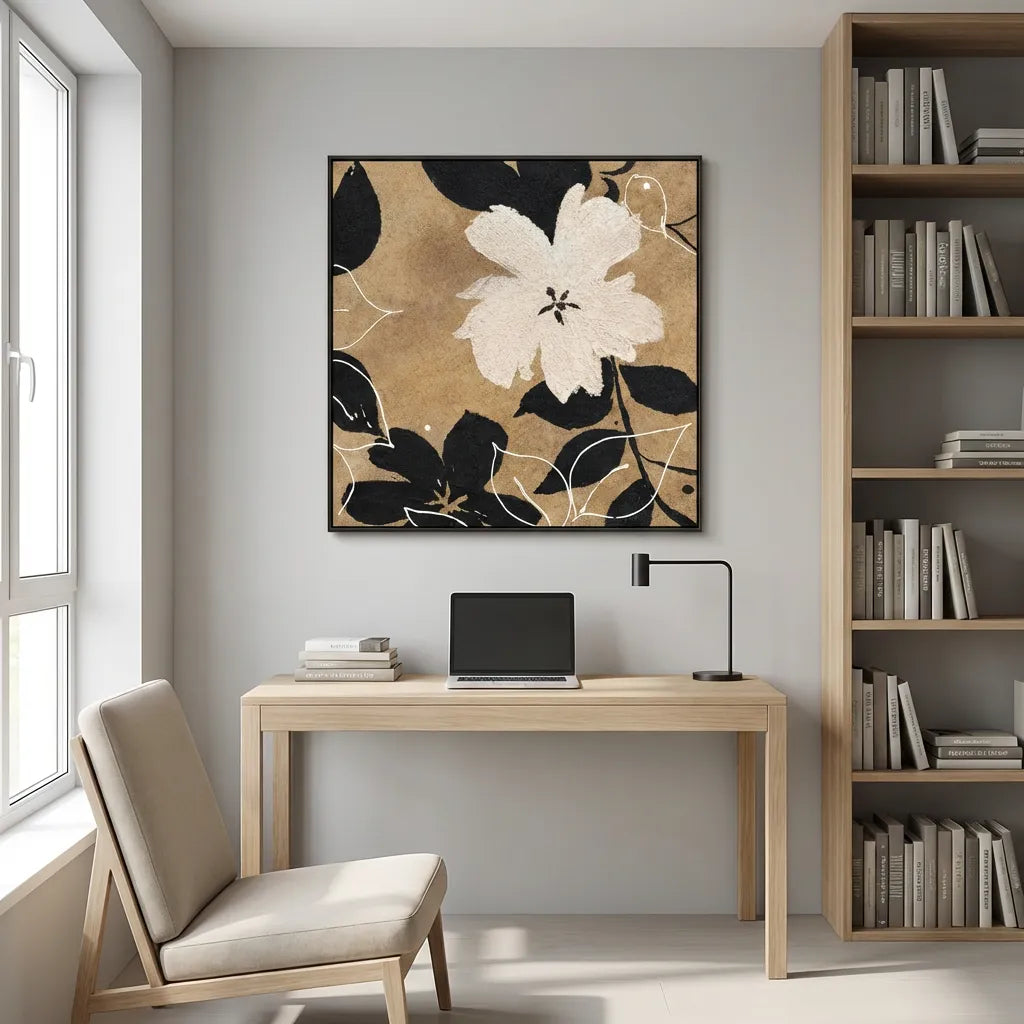 Inkblossom Ivory Abstract Painting TA