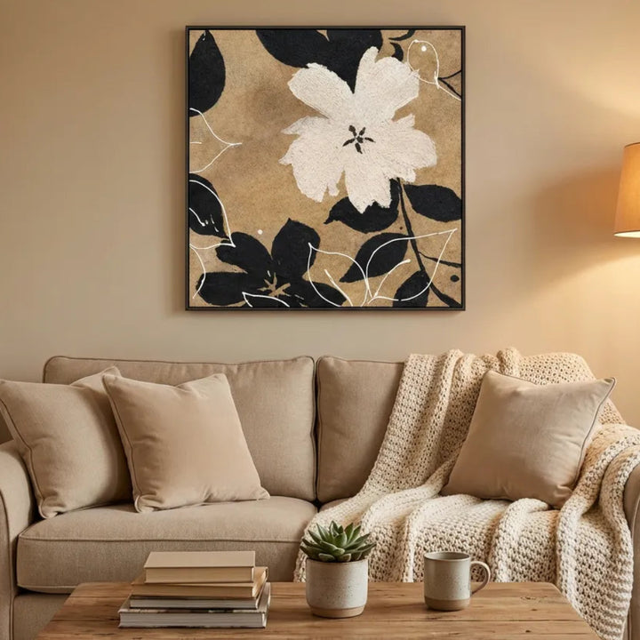 Inkblossom Ivory Abstract Painting TA