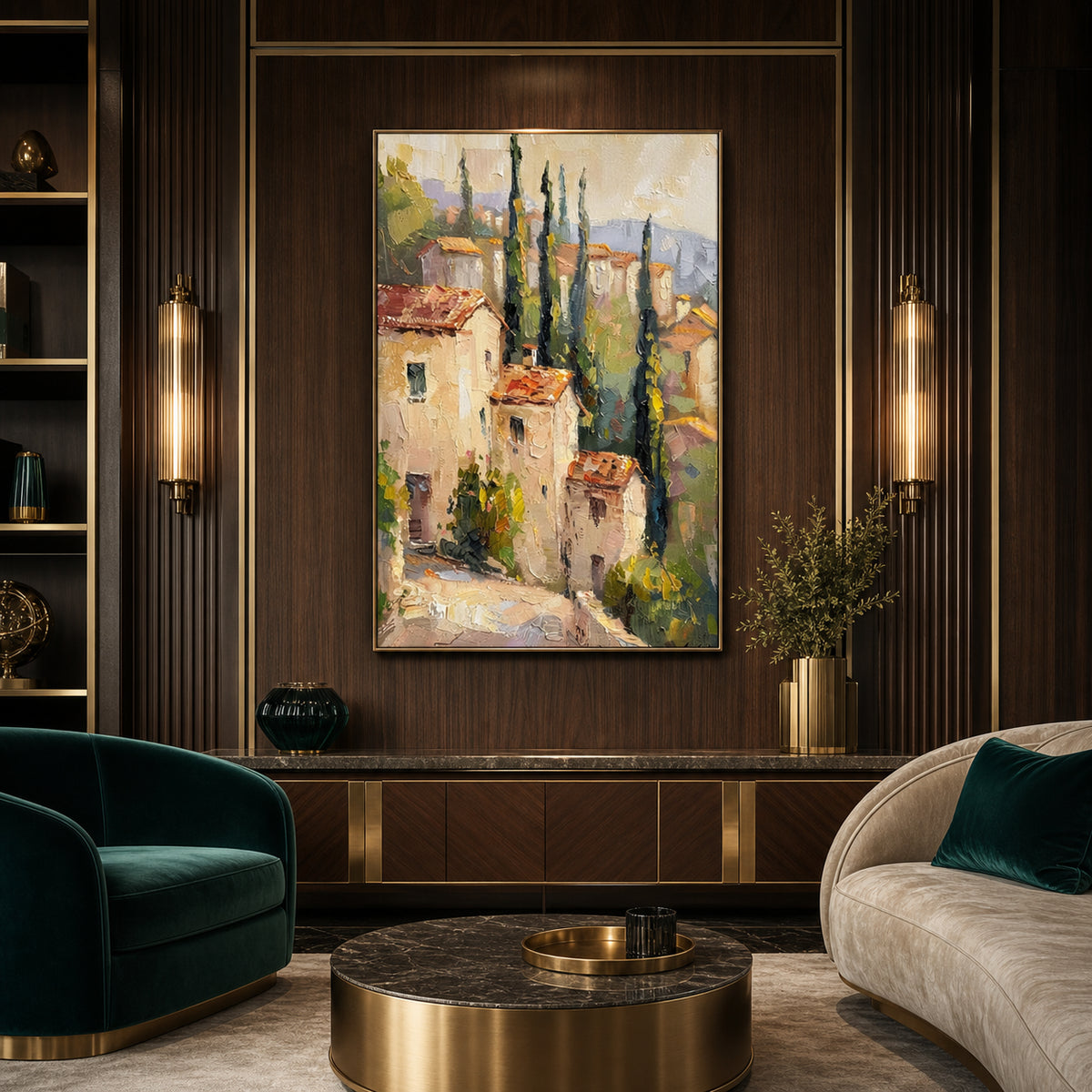 Italian Village Landscape Hand-Painted | HM#0728