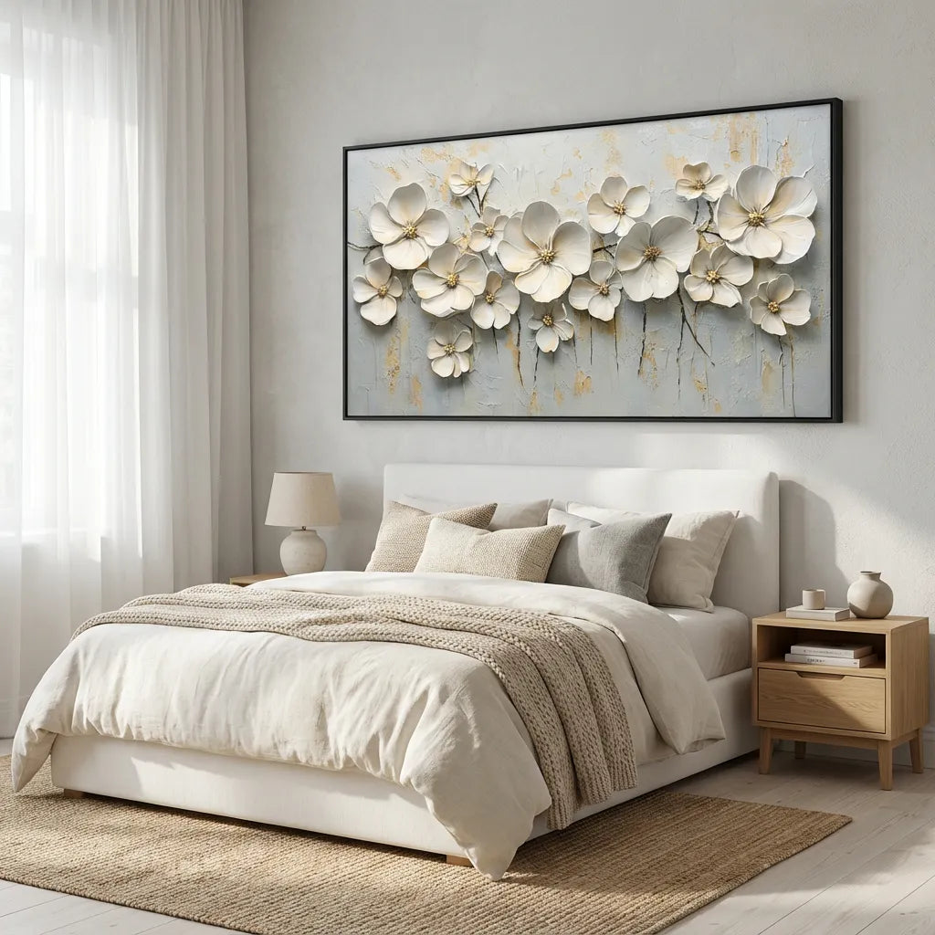 Ivory Bloom Relief Painting AA
