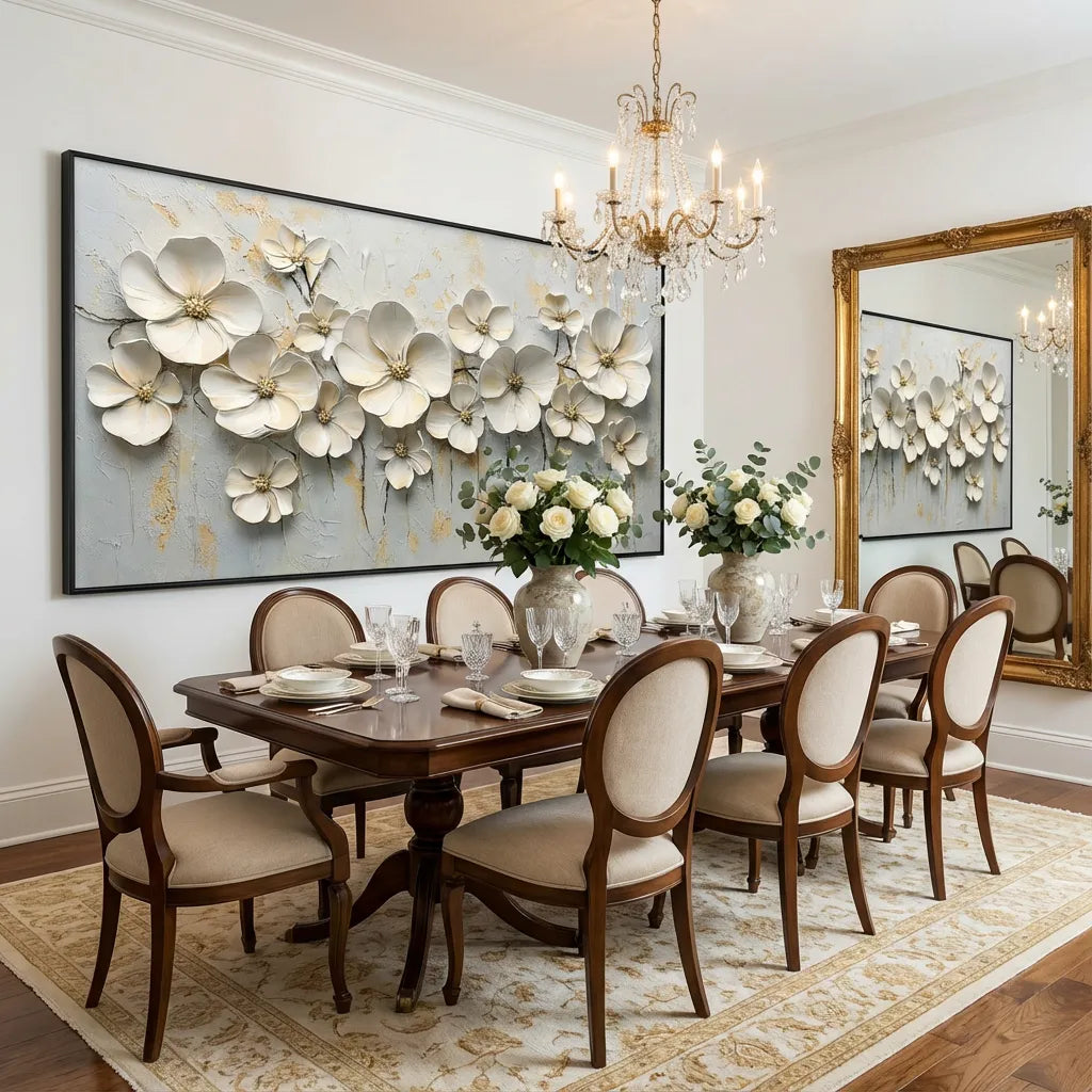Ivory Bloom Relief Painting AA