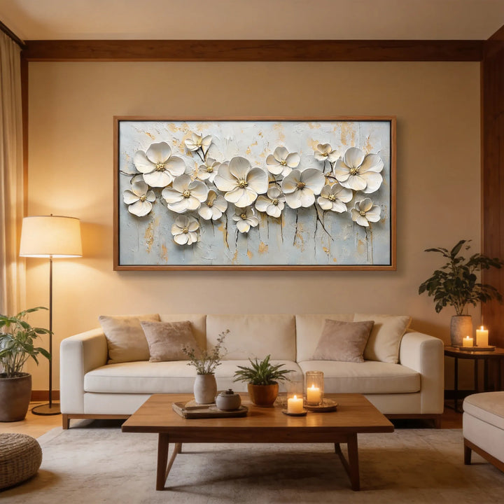 Ivory Bloom Relief Painting AA
