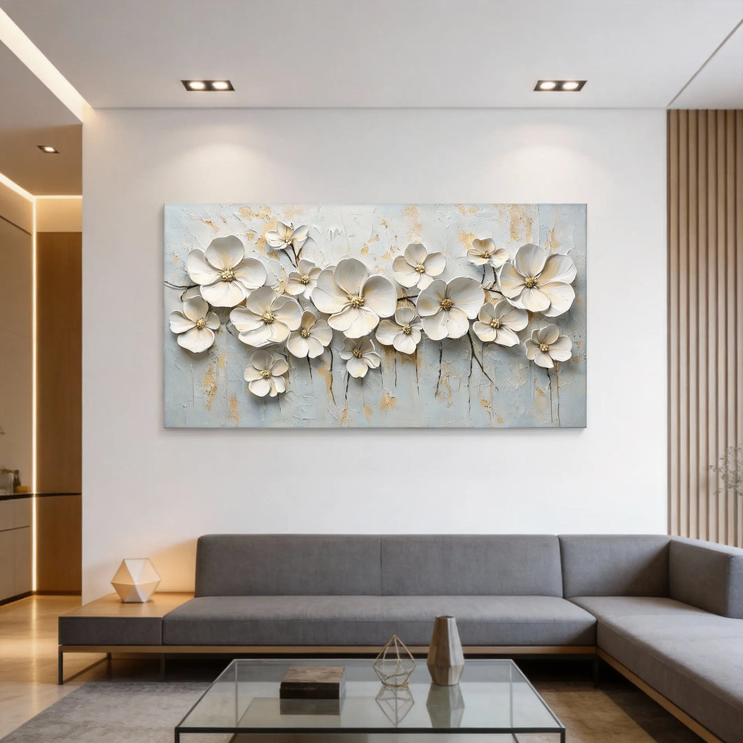 Ivory Bloom Relief Painting AA