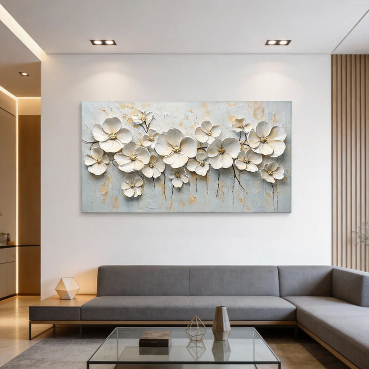 Ivory Bloom Relief Painting AA