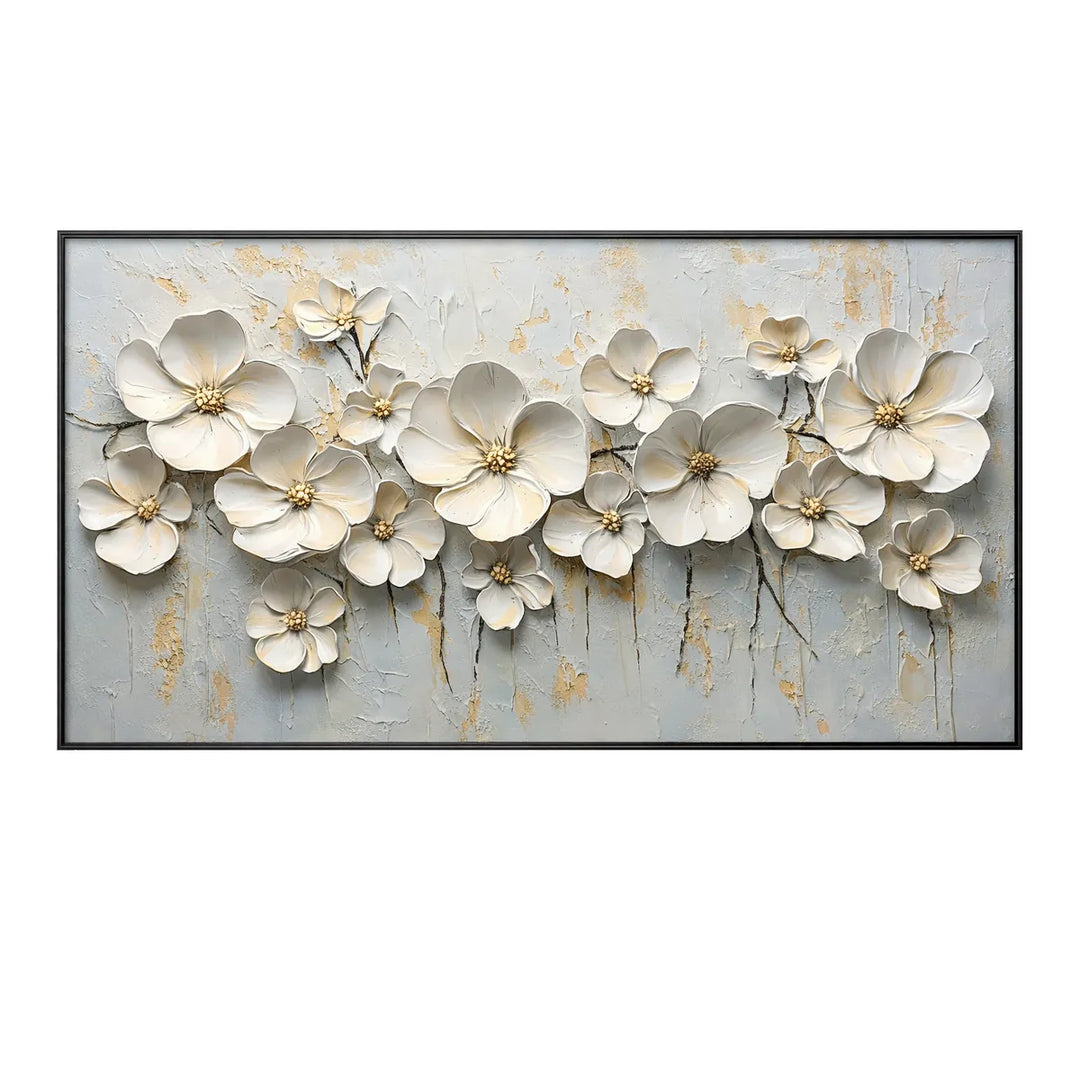 Ivory Bloom Relief Painting AA