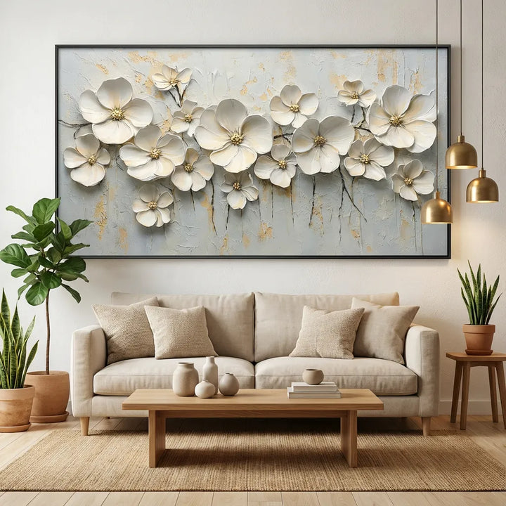 Ivory Bloom Relief Painting AA
