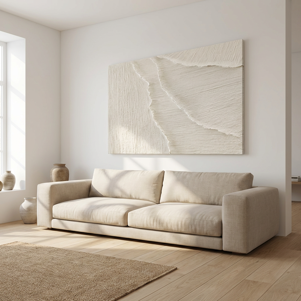 Ivory Flow-Textured Minimal Painting TA