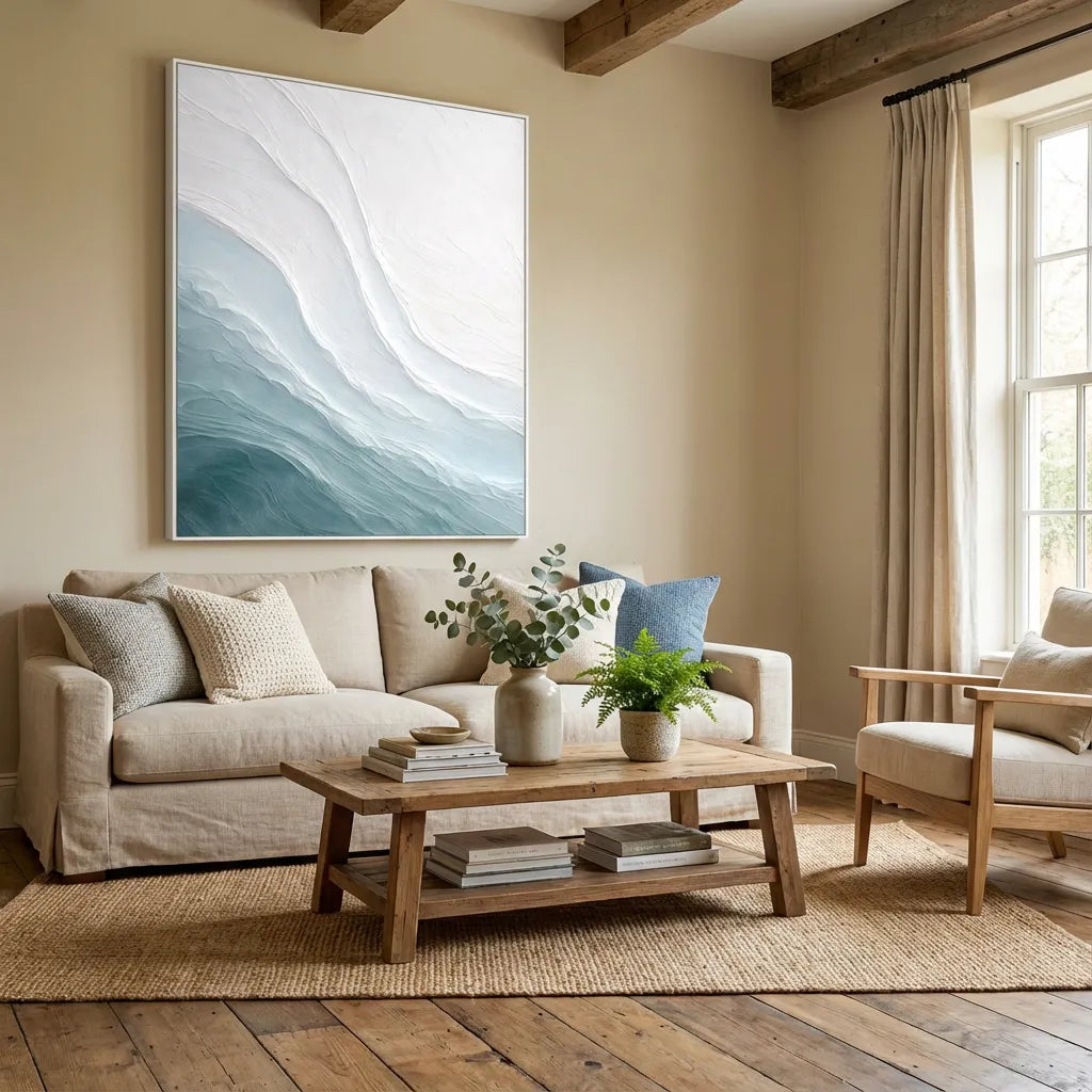 Ivory Glacier Flow Abstract Painting SP