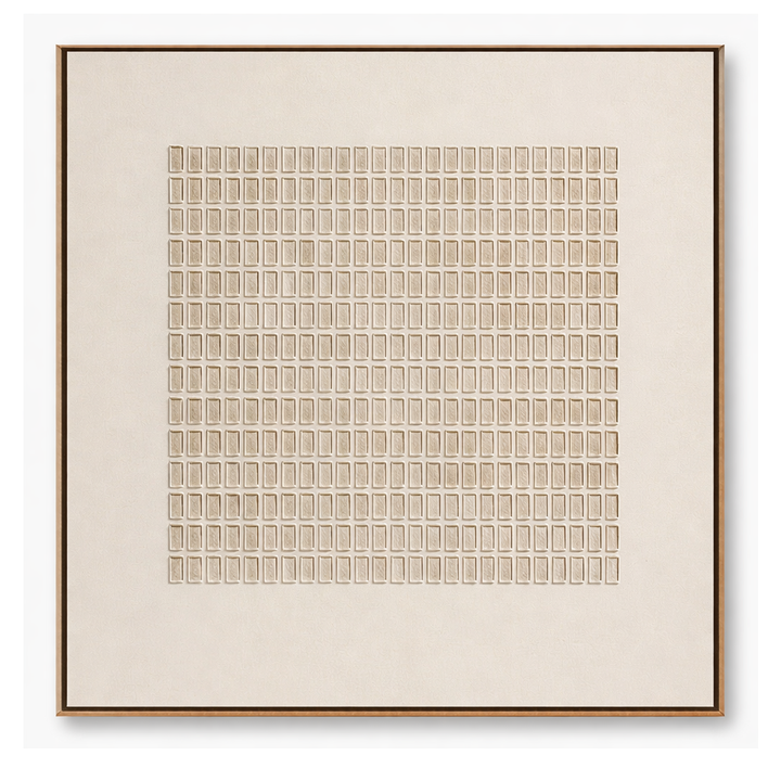 Ivory Minimal Grid Embossed Relief Painting TA