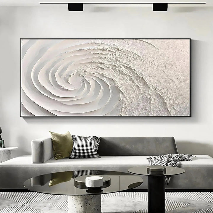 Ivory Spiral - Minimalist Wave Abstract Wall Art Painting