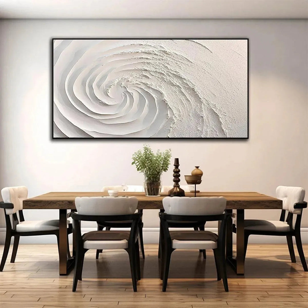Ivory Spiral - Minimalist Wave Abstract Wall Art Painting