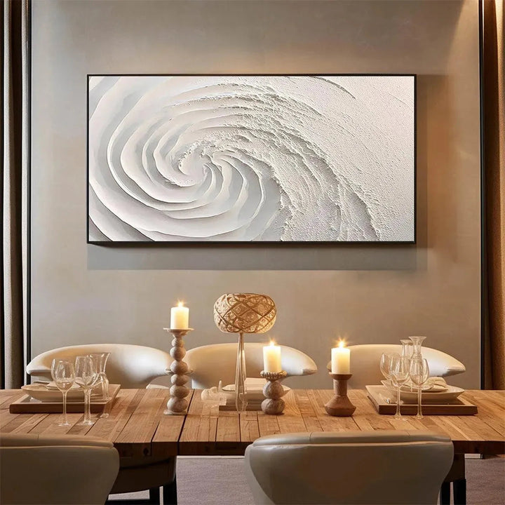 Ivory Spiral - Minimalist Wave Abstract Wall Art Painting
