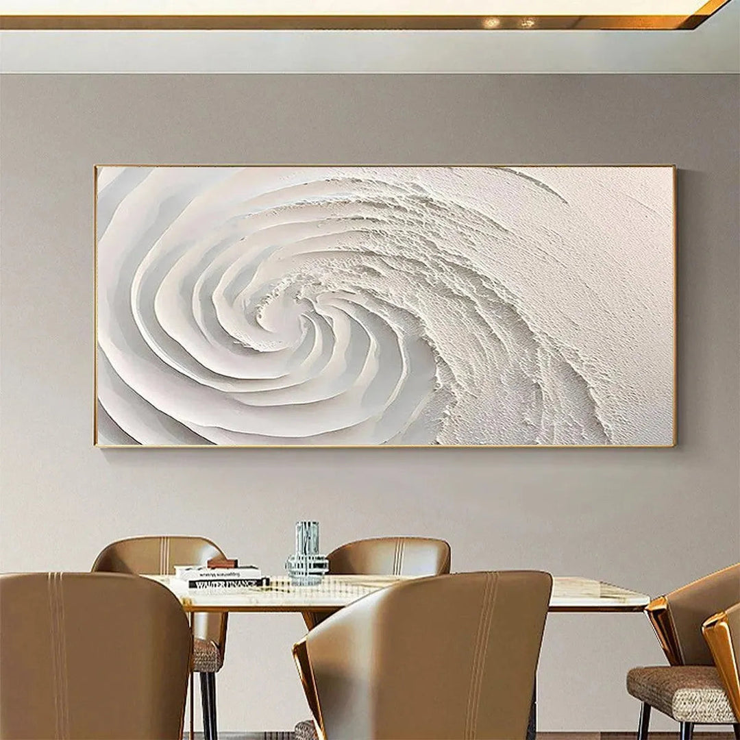 Ivory Spiral - Minimalist Wave Abstract Wall Art Painting
