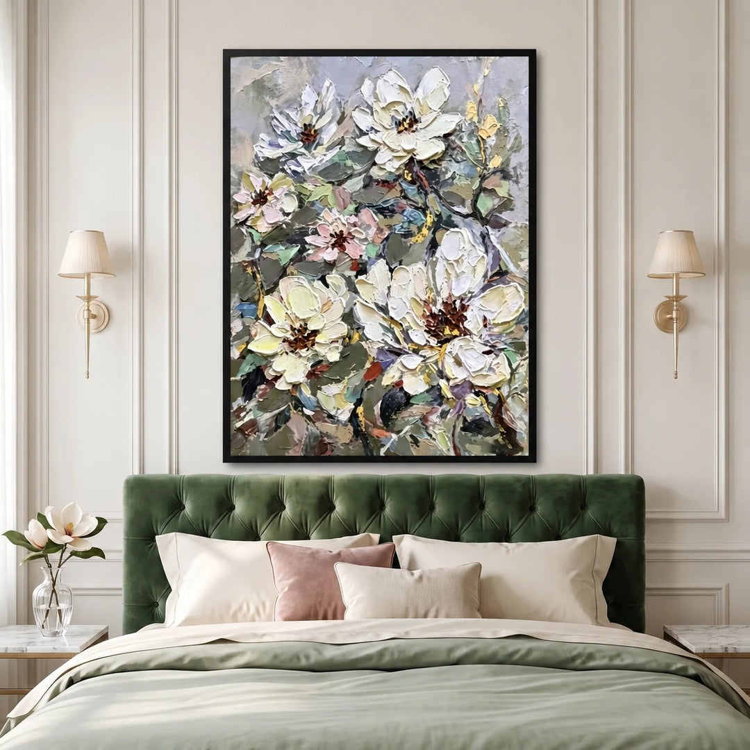 Ivory Blossom Vertical Art AA