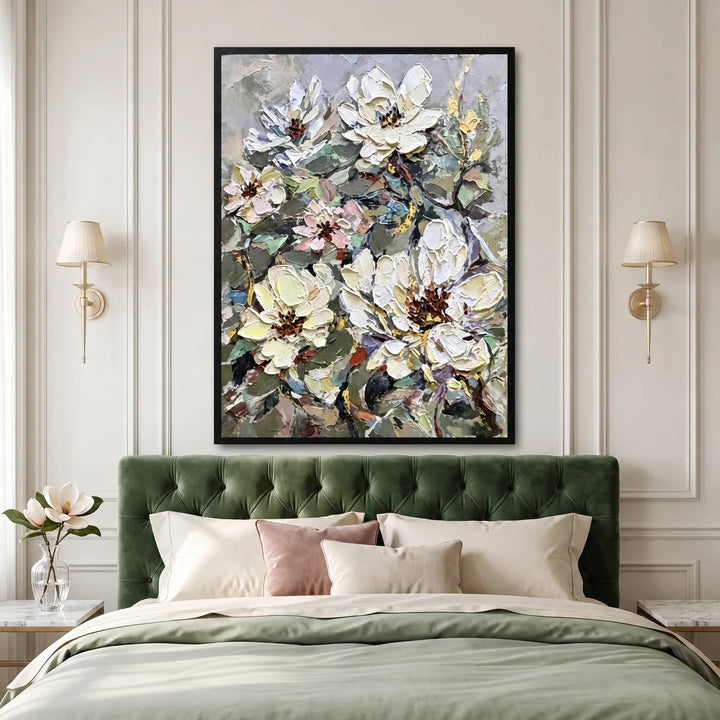 Ivory Blossom Vertical Art AA