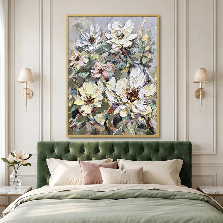 Ivory Blossom Vertical Art AA