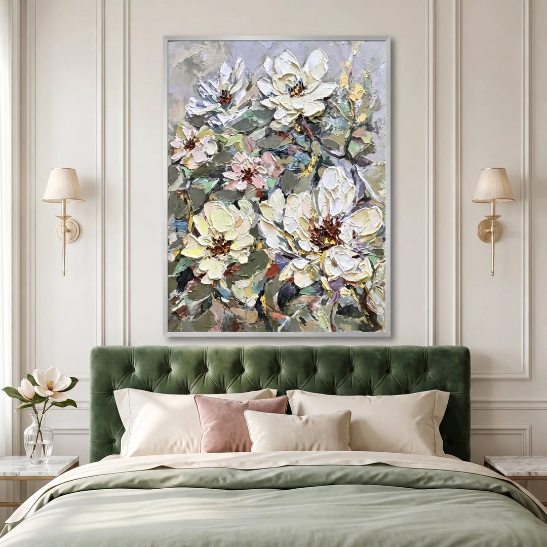 Ivory Blossom Vertical Art AA