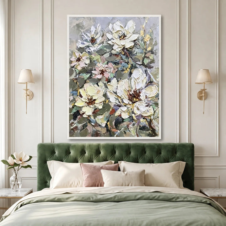 Ivory Blossom Vertical Art AA