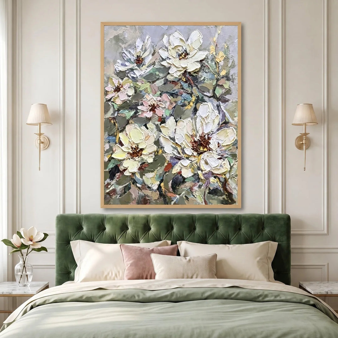 Ivory Blossom Vertical Art AA