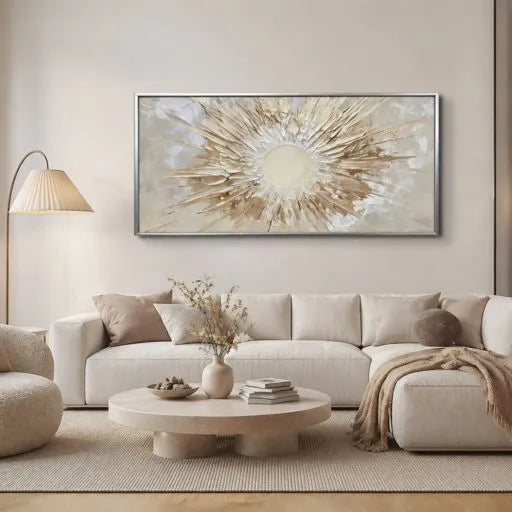 Large Sunburst Abstract 3D Textured Oil Painting HP