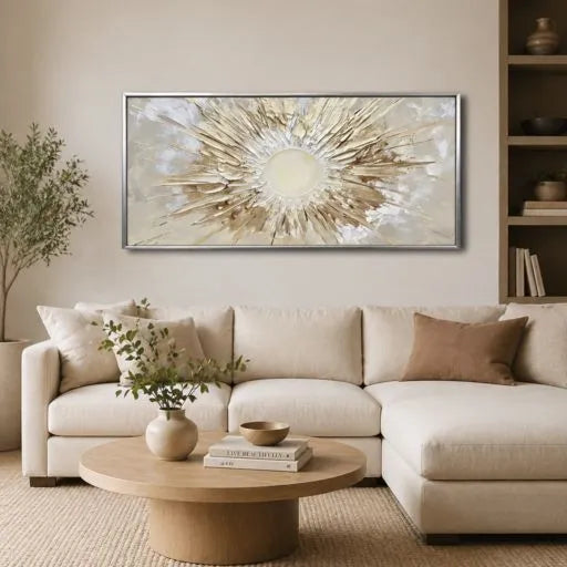 Large Sunburst Abstract 3D Textured Oil Painting HP