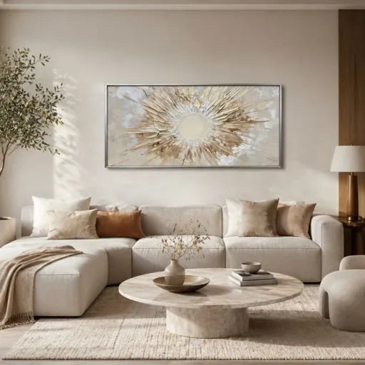 Large Sunburst Abstract 3D Textured Oil Painting HP