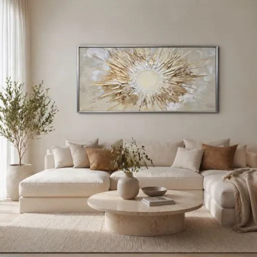 Large Sunburst Abstract 3D Textured Oil Painting HP