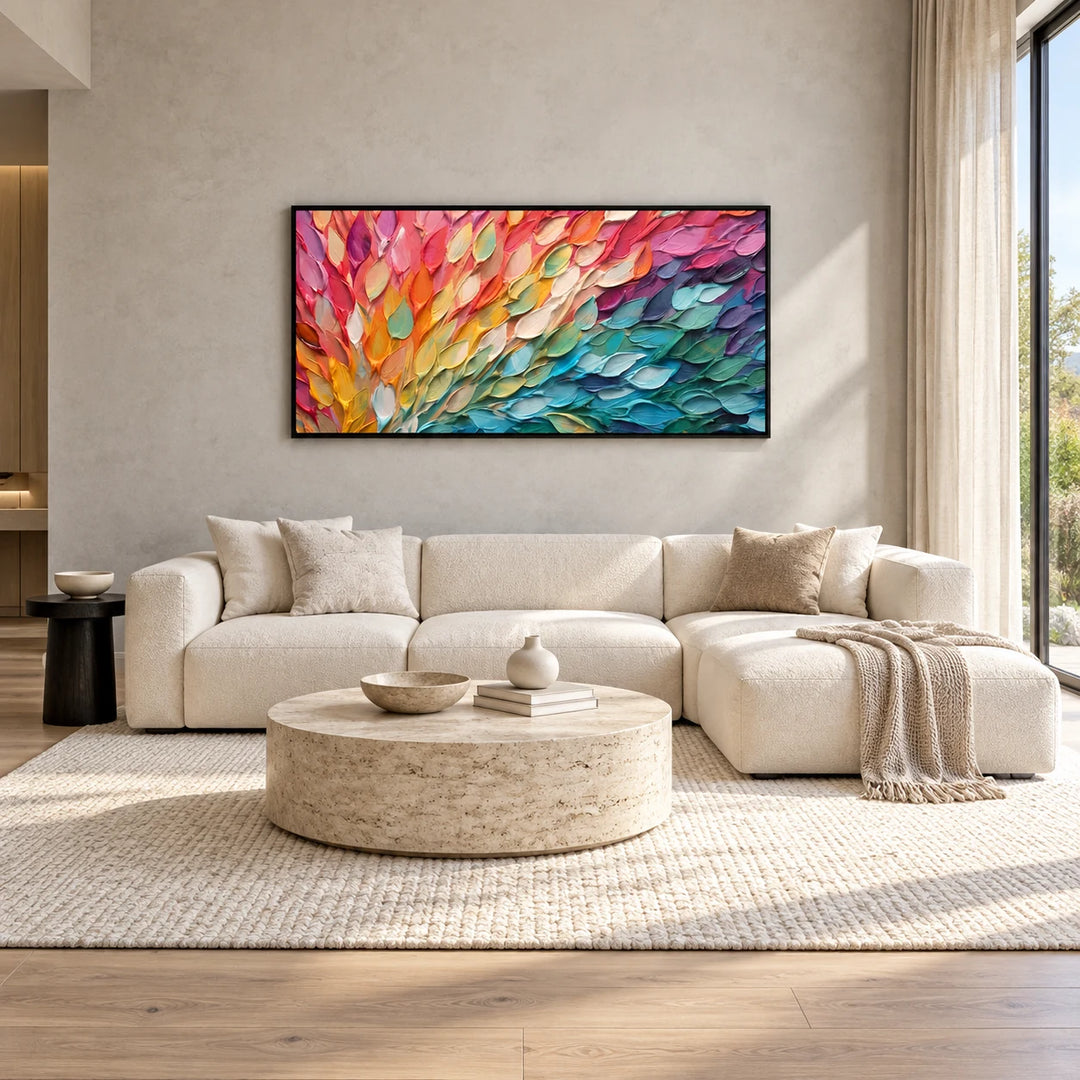 MT2228 artwork in black frame, full styled home interior