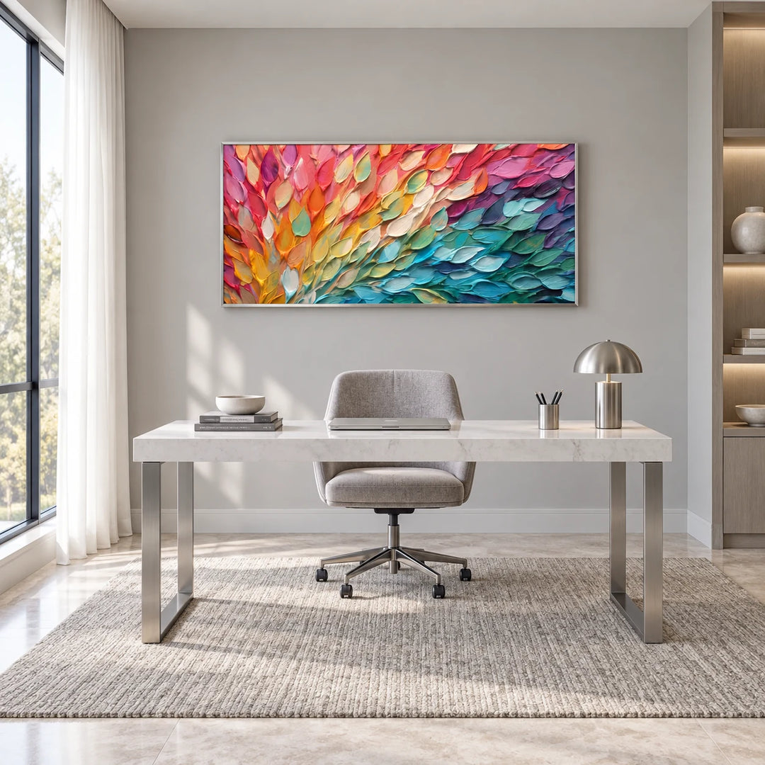 MT2228 artwork in silver frame, full styled home interior