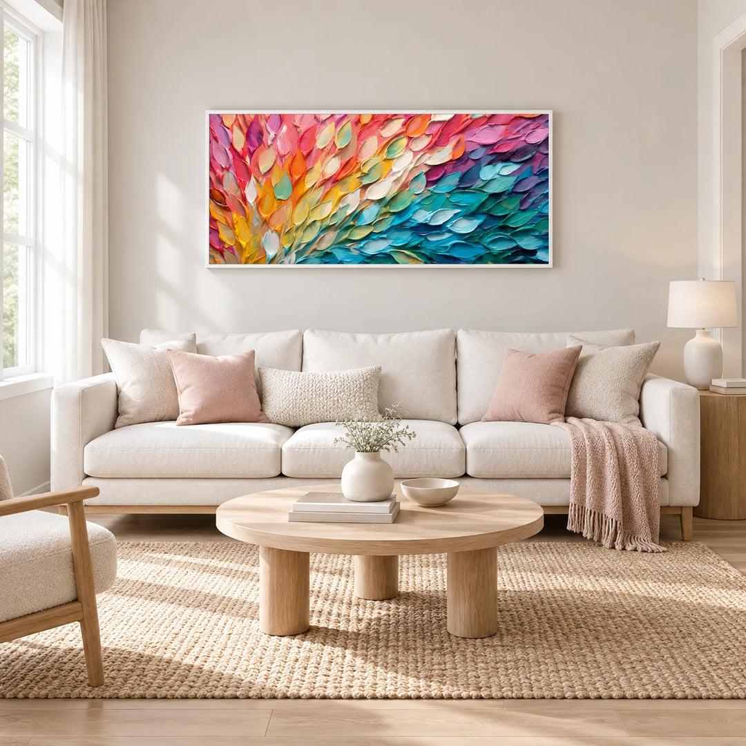 MT2228 artwork in white frame, full styled home interior