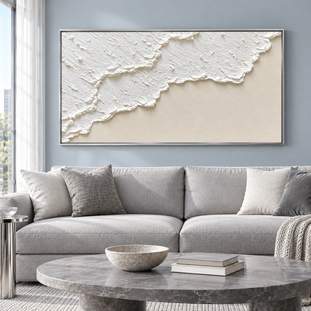 MT2604 original painting with silver frame in a matching home interior