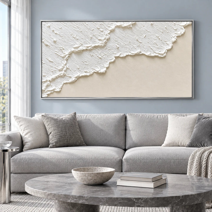 MT2604 original painting with silver frame in a matching home interior
