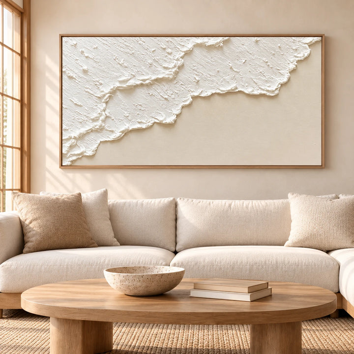 MT2604 original painting with wood frame in a matching home interior