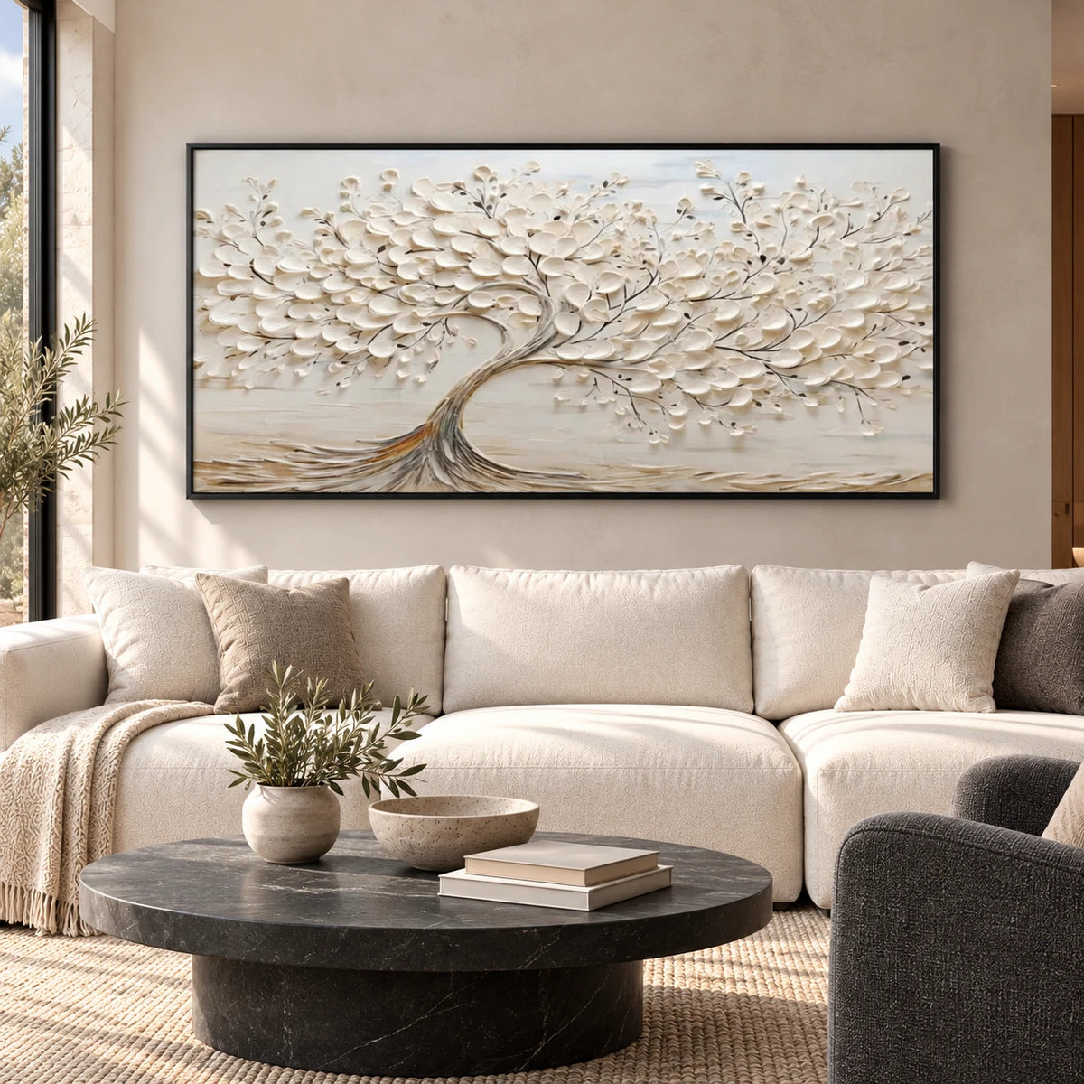 Sculpted Leaf Tree Painting MT#2609 — Existing room preview room preview