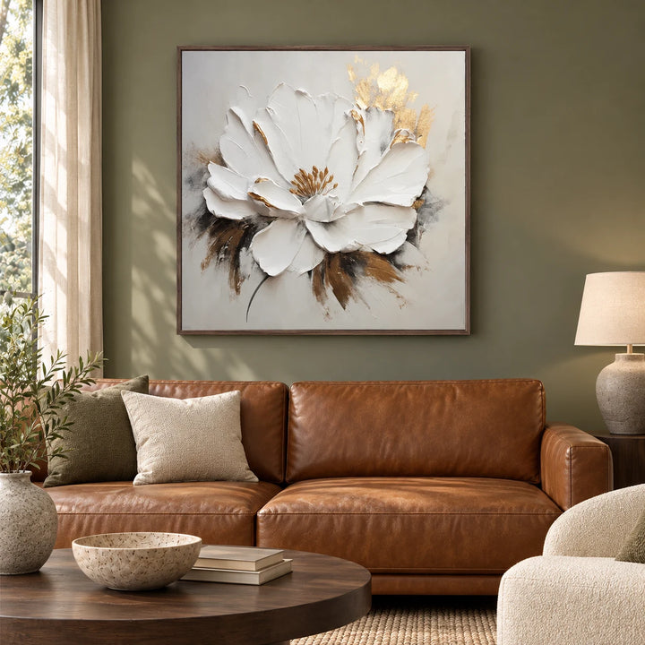 MT2610 dark-wood frame in a styled home interior, approved medium scene