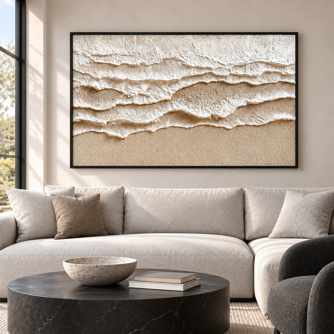 MT2612 original painting with black frame in a matching home interior
