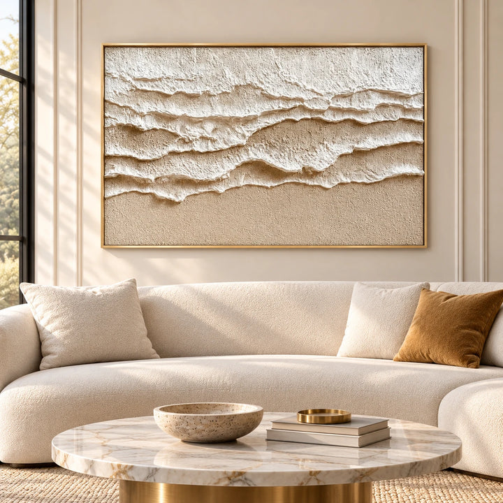 MT2612 original painting with gold frame in a matching home interior