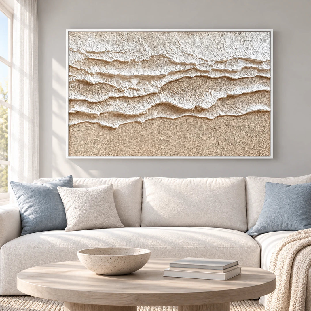 MT2612 original painting with white frame in a matching home interior