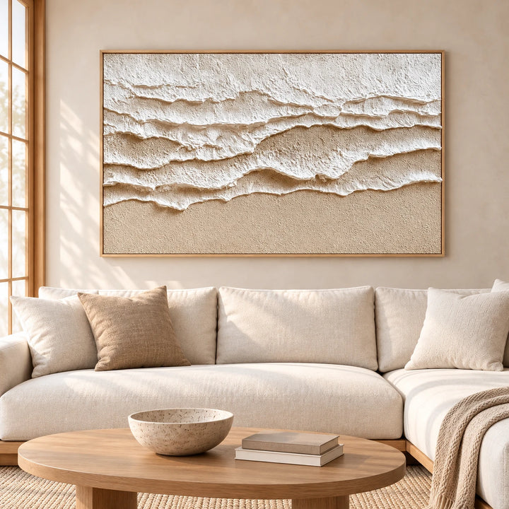 MT2612 original painting with wood frame in a matching home interior