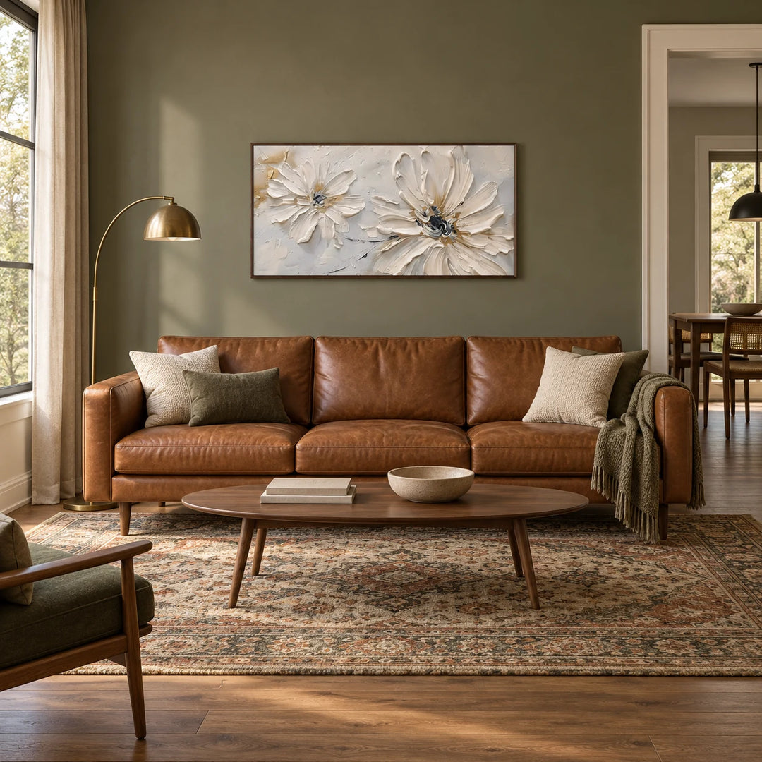 MT2617 dark-wood frame in a complete home interior scene