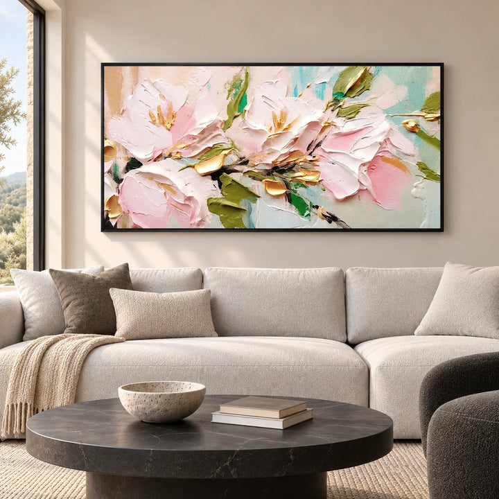 MT2618 original painting with black frame in a matching home interior