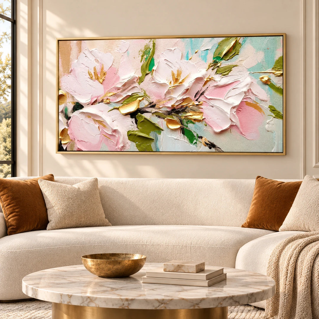 MT2618 original painting with gold frame in a matching home interior
