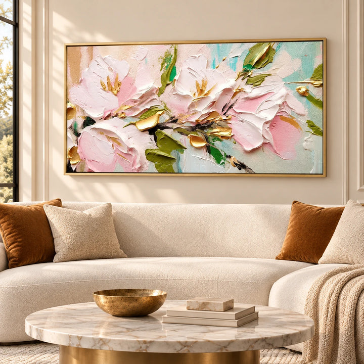 MT2618 original painting with gold frame in a matching home interior