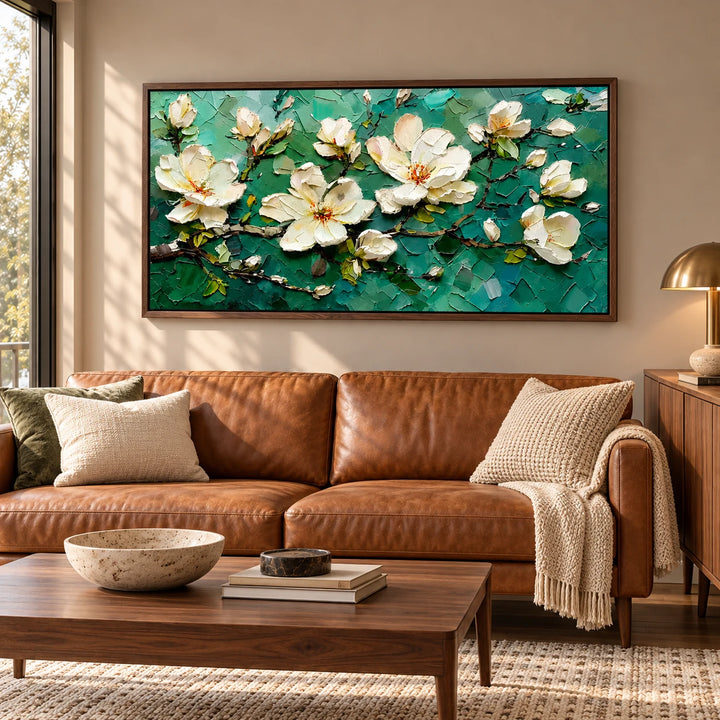 MT2620 original painting in dark wood frame, coordinated interior scene