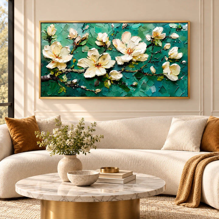 MT2620 original painting in gold frame, coordinated interior scene