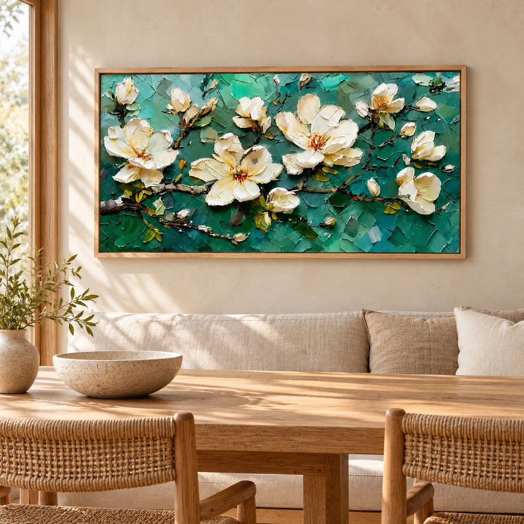 MT2620 original painting in wood frame, coordinated interior scene