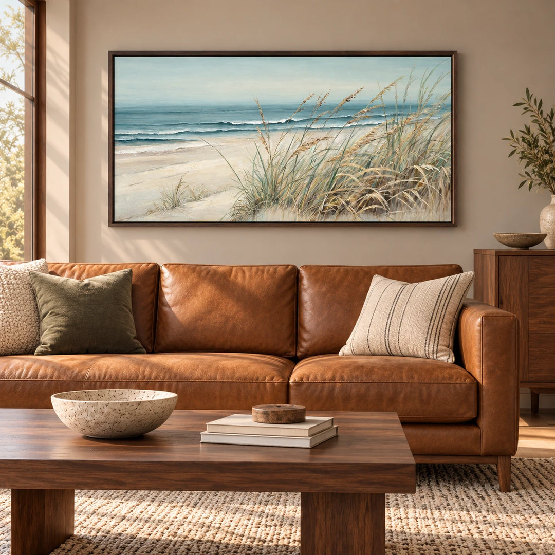 MT2623 original painting in dark wood frame, coordinated interior scene