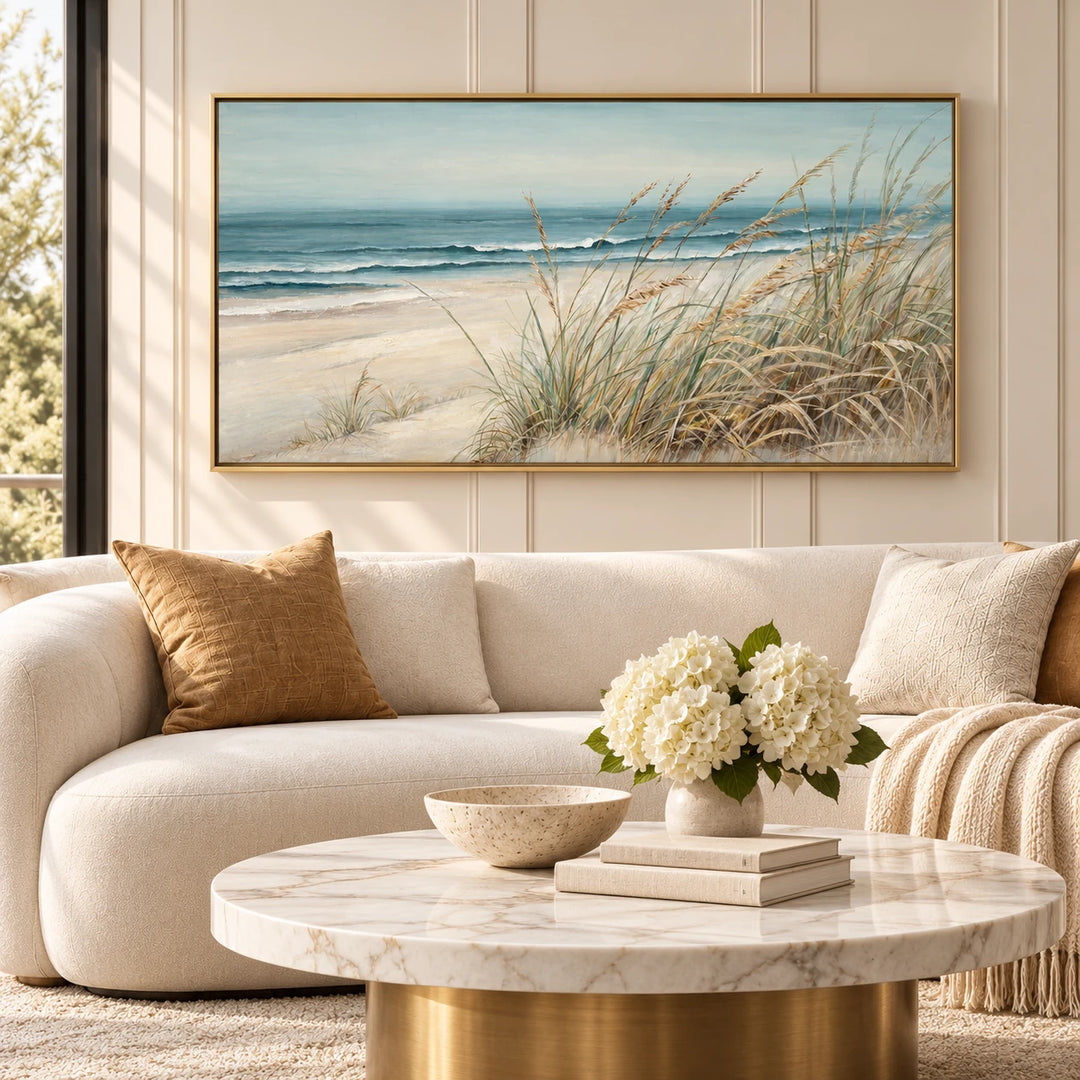 MT2623 original painting in gold frame, coordinated interior scene