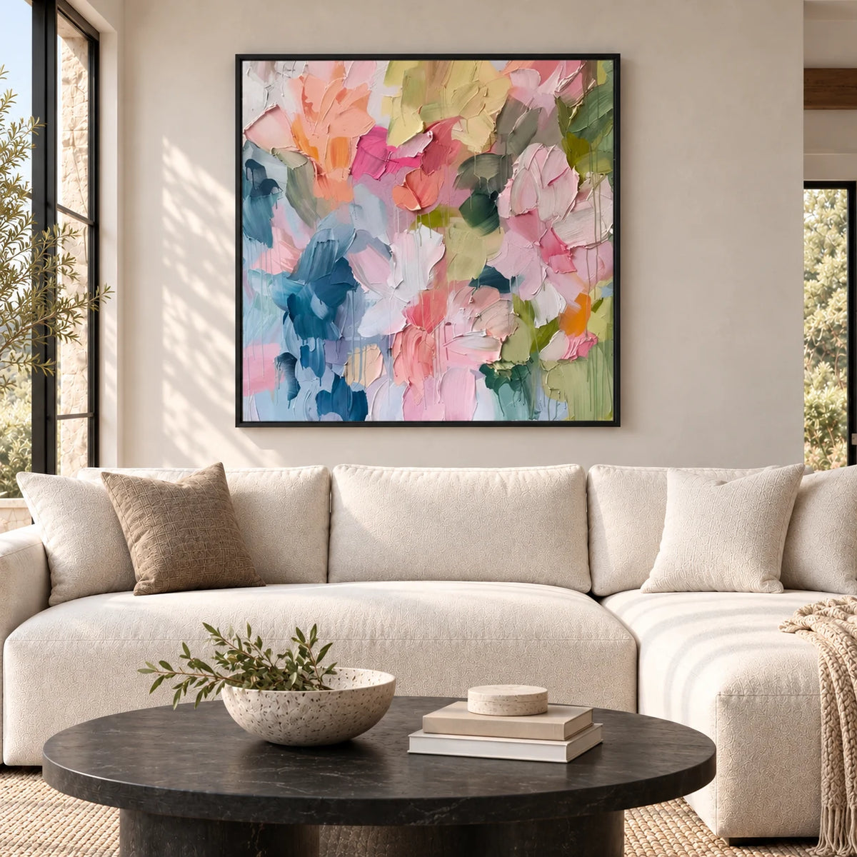 Pastel Abstract Textured Painting MT#2641 — Existing room preview room preview