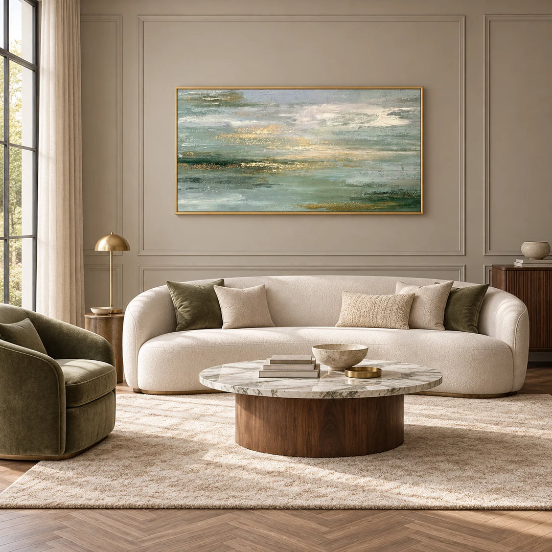 MT2643 painting in gold frame, full styled home interior